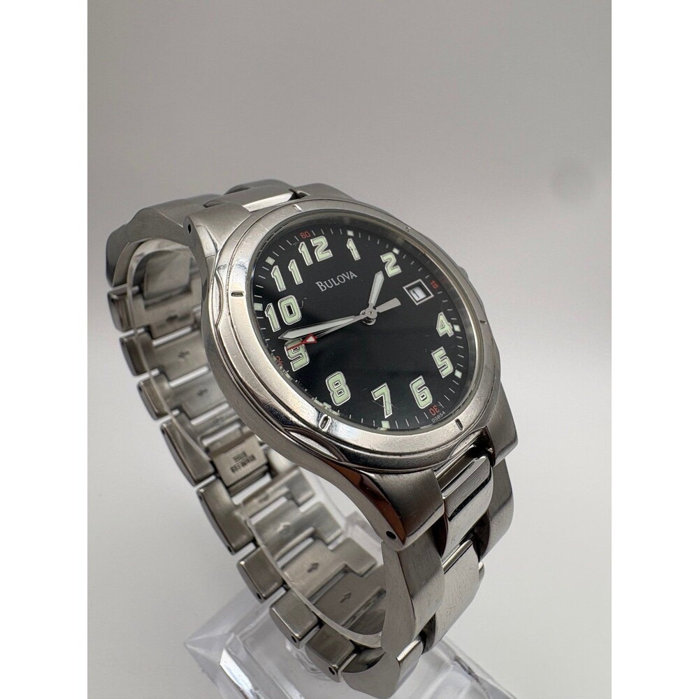 Bulova Quartz Men's Watch Black Dial Stainless Steel Bracelet 96B54